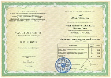 Сертификат Tsoi Yuri Robertovich
